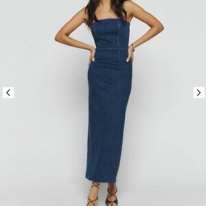 Reformation Eugenia Denim Midi Dress Size 6